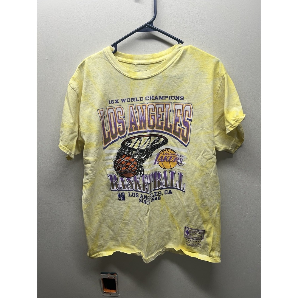#M152 Men's Mitchell And Ness Large Los Angeles Lakers Shirt NBA Tie Dye
